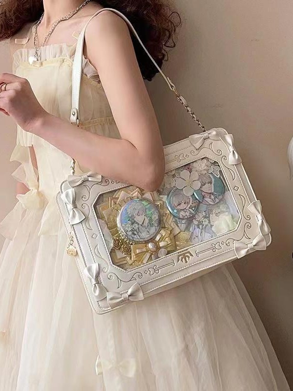 Retro PU Transparent Frame Messenger Bag