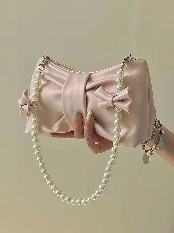 Small Fresh Pearl Bow Armpit Bag