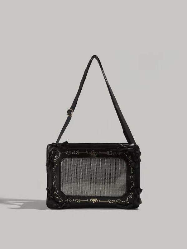 Retro PU Transparent Frame Messenger Bag