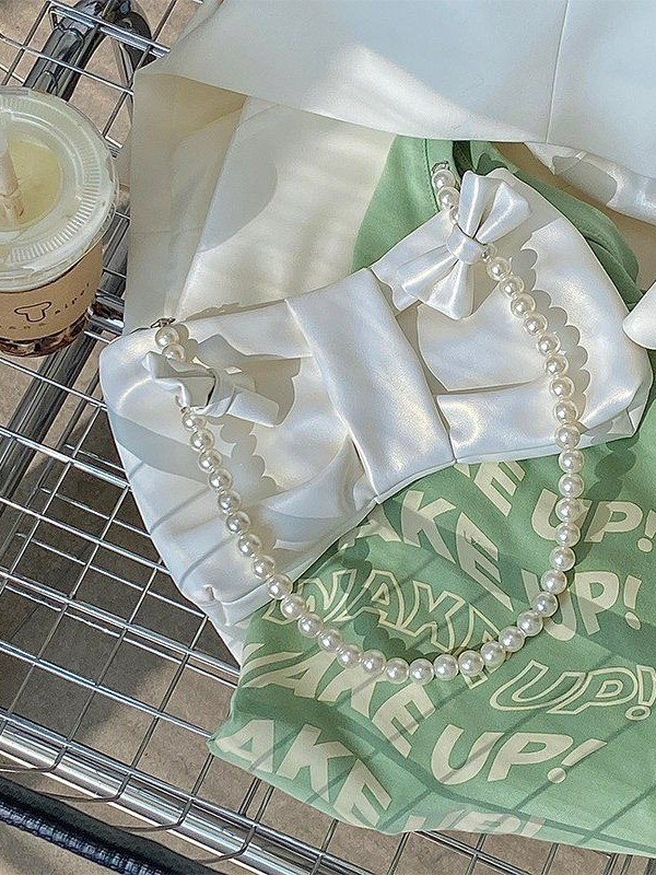 Small Fresh Pearl Bow Armpit Bag