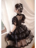 Sweet Gothic Bow JSK Suspender Dress