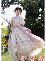 Sweet Edwardian Neckline Bluebell Print OP Lolita Dress