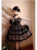 Sweet Gothic Bow JSK Suspender Dress