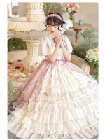 Sweet Edwardian Neckline Bluebell Print OP Lolita Dress