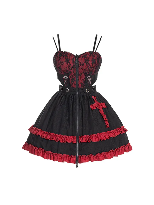 Dark Gothic Lolita JSK Lace Suspender Skirt