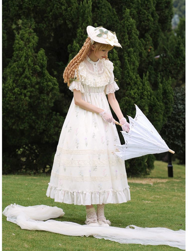 Sweet and Fresh Pastoral Style Printed OP Lolita Dress