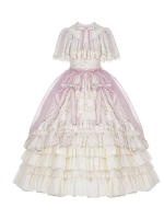 Sweet Edwardian Neckline Bluebell Print OP Lolita Dress