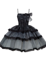 Sweet Gothic Bow JSK Suspender Dress