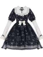 Sweet Gothic Embroidery Print Wearable Long Sleeve OP Dress