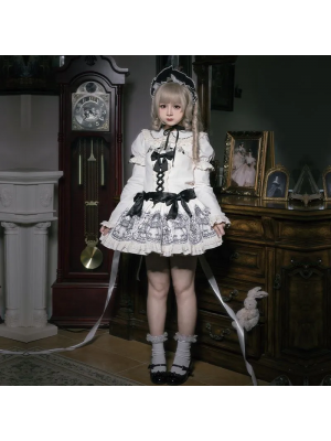 Sweet Gothic OP Print Doll Feeling Lolita Short Dress