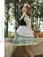 Fresh Country Style Embroidery Print JSK Suspender Skirt