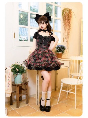 Sweet Floral OP Lolita Suspender Dress