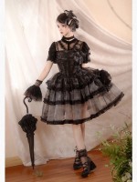 Sweet Gothic Bow JSK Suspender Dress