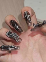 Dark Style Ink-splashed Wearable Nail Art