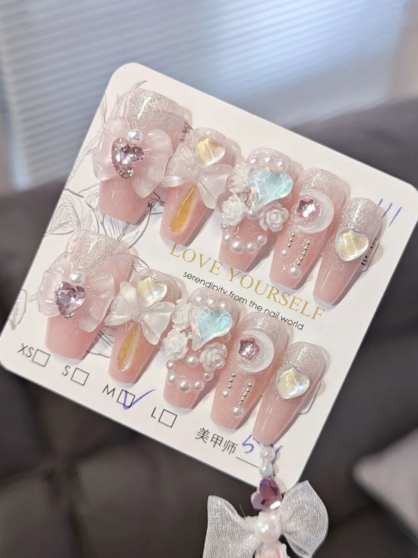 Pink Star Moon Cat Eye Sparkling Diamond Nail Art