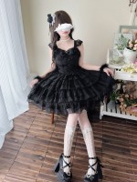 Black Lolita Ballet Style Bride JSK Suspender Dress