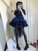 Blue Lolita Dress Dark JSK Suspenders