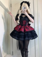 Red Lolita Dress Dark JSK Suspenders