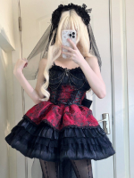 Red Lolita Dress Dark JSK Suspenders