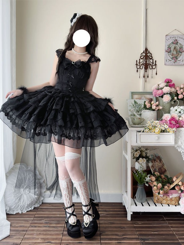 Black Lolita Ballet Style Bride JSK Suspender Dress