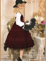 Retro Lolita Double Drawstring Elegant Velvet JSK Suspender Skirt