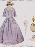 Purple Sweet Elegant Bow French Girl Lolita Square Collar OP