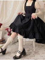 Black Retro Elegant French Girl JSK Suspender Dress