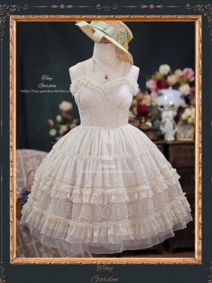 Sweet French Retro Lolita Elegant JSK Suspender Short Dress