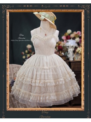 Sweet French Retro Lolita Elegant JSK Suspender Short Dress