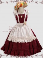 Wine Red Retro Elegant French Girl JSK Suspender Dress