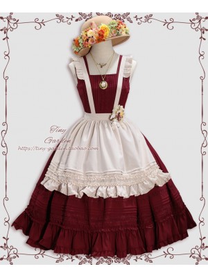 Wine Red Retro Elegant French Girl JSK Suspender Dress