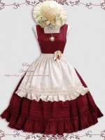 Wine Red Retro Elegant French Girl JSK Suspender Dress