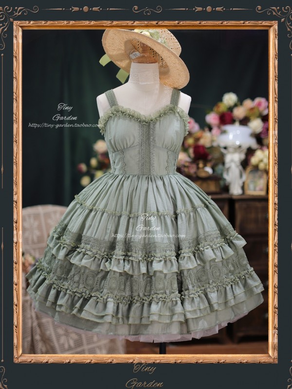 Sweet French Retro Lolita Elegant JSK Suspender Short Dress