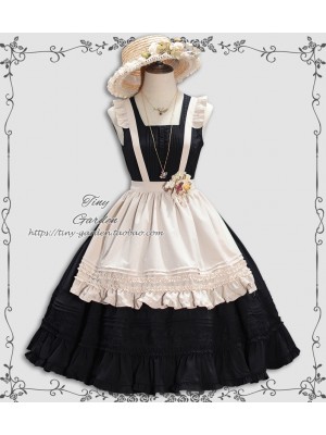 Black Retro Elegant French Girl JSK Suspender Dress