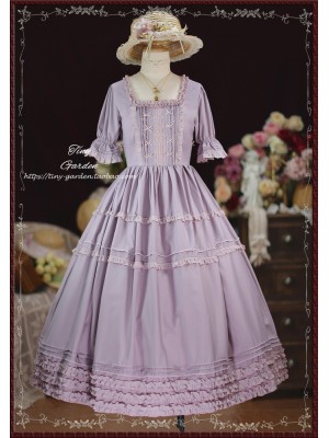 Purple Sweet Elegant Bow French Girl Lolita Square Collar OP