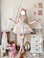 Pink Sweet Ballet Style Lolita Lace Bra Skirt Set