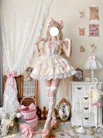 Pink Sweet Ballet Style Lolita Lace Bra Skirt Set