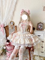 Pink Sweet Ballet Style Lolita Lace Bra Skirt Set