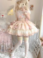 Sweet Contrast Color Lolita Suspender Skirt SK Skirt