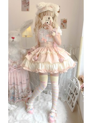 Sweet Contrast Color Lolita Suspender Skirt SK Skirt