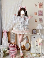 Printed Cake Skirt Lace Waist Tutu Skirt Lolita Suspender Skirt