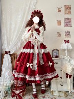 Red Long Lolita Skirt Sweet And Elegant JSK Suspender Dress