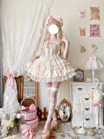 Pink Sweet Ballet Style Lolita Lace Bra Skirt Set