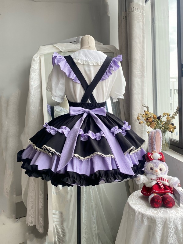 Sweet Contrast Color Lolita Suspender Skirt SK Skirt