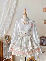 Printed Cake Skirt Lace Waist Tutu Skirt Lolita Suspender Skirt