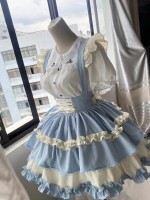 Sweet Contrast Color Lolita Suspender Skirt SK Skirt