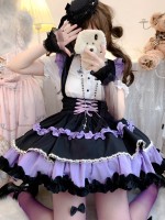 Sweet Contrast Color Lolita Suspender Skirt SK Skirt