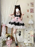 Black Sweet Short Lolita Princess Dress Halter Neck JSK Dress