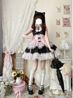 Black Sweet Short Lolita Princess Dress Halter Neck JSK Dress