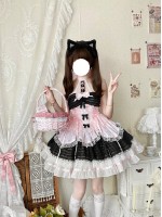 Black Sweet Short Lolita Princess Dress Halter Neck JSK Dress